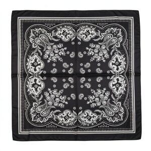 Black Paisley Square Scarf Bandana Wild Rag Neck Head Wrap 27 in